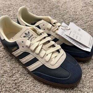 Adidas Samba Navy and Cream Sneakers
